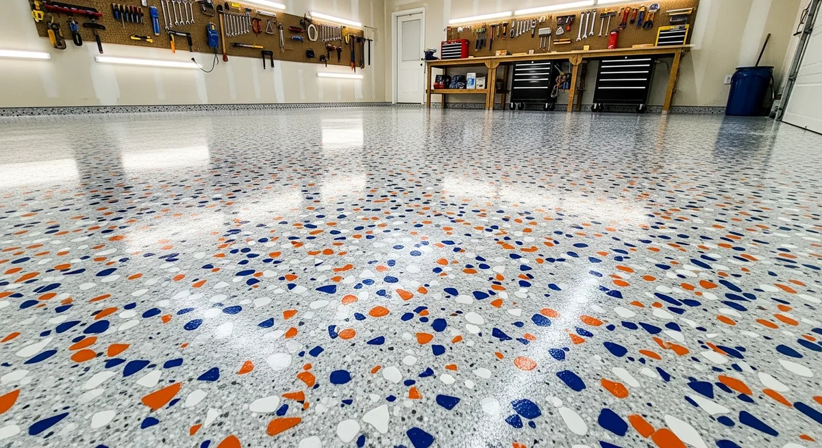 Flake chip epoxy garage floor coating