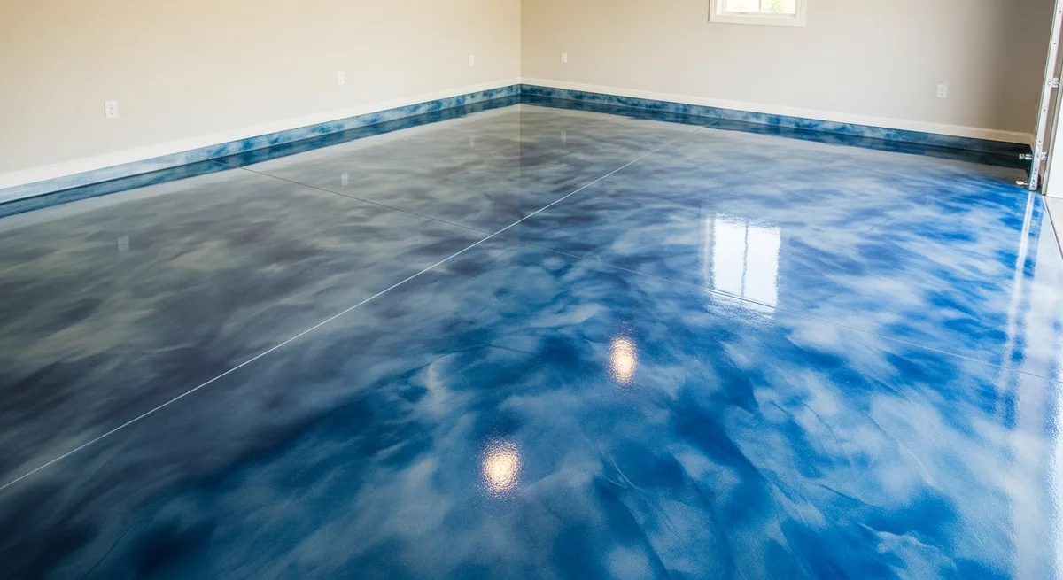 Metallic epoxy garage floor coating